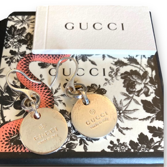 Authentic Gucci Sterling Silver 925 Round Logo Dangle Earrings! - Picture 7 of 16